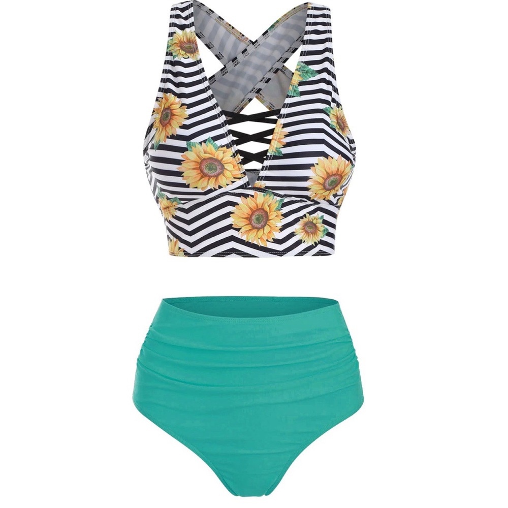 Sunflower Zig Zag Criss Cross bikini NWT